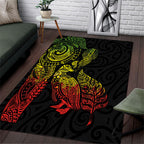 Aotearoa Moko Tribal Tattoo Area Rug New Zealand Maori Penguin and Fantail Reggae Style