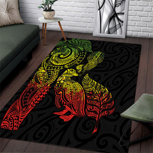 Aotearoa Moko Tribal Tattoo Area Rug New Zealand Maori Penguin and Fantail Reggae Style