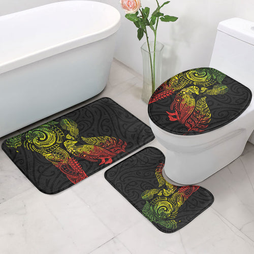 Aotearoa Moko Tribal Tattoo Bathroom Set New Zealand Maori Penguin and Fantail Reggae Style