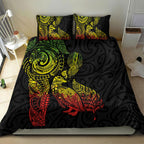 Aotearoa Moko Tribal Tattoo Bedding Set New Zealand Maori Penguin and Fantail Reggae Style