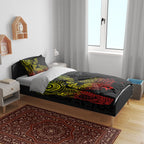 Aotearoa Moko Tribal Tattoo Bedding Set New Zealand Maori Penguin and Fantail Reggae Style