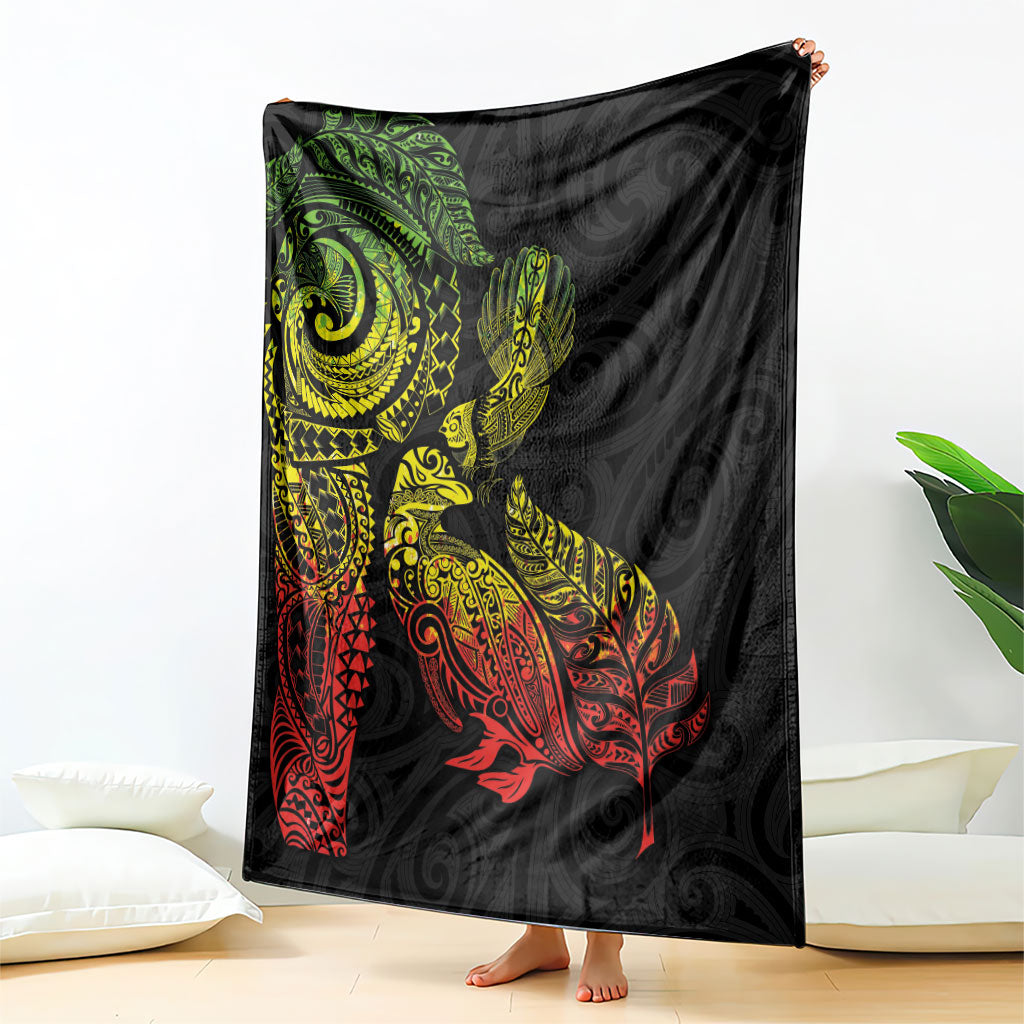 Aotearoa Moko Tribal Tattoo Blanket New Zealand Maori Penguin and Fantail Reggae Style