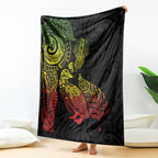Aotearoa Moko Tribal Tattoo Blanket New Zealand Maori Penguin and Fantail Reggae Style