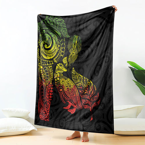 Aotearoa Moko Tribal Tattoo Blanket New Zealand Maori Penguin and Fantail Reggae Style