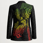 Aotearoa Moko Tribal Tattoo Blazer New Zealand Maori Penguin and Fantail Reggae Style