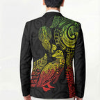 Aotearoa Moko Tribal Tattoo Blazer New Zealand Maori Penguin and Fantail Reggae Style