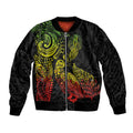Aotearoa Moko Tribal Tattoo Bomber Jacket New Zealand Maori Penguin and Fantail Reggae Style