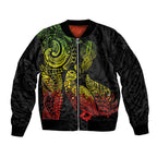 Aotearoa Moko Tribal Tattoo Bomber Jacket New Zealand Maori Penguin and Fantail Reggae Style