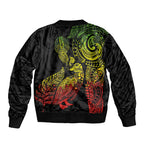 Aotearoa Moko Tribal Tattoo Bomber Jacket New Zealand Maori Penguin and Fantail Reggae Style