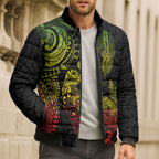 Aotearoa Moko Tribal Tattoo Bomber Puffer Jacket New Zealand Maori Penguin and Fantail Reggae Style