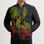 Aotearoa Moko Tribal Tattoo Bomber Puffer Jacket New Zealand Maori Penguin and Fantail Reggae Style