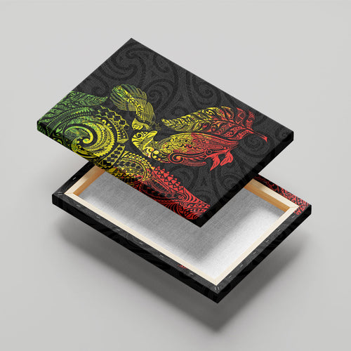 Aotearoa Moko Tribal Tattoo Canvas Wall Art New Zealand Maori Penguin and Fantail Reggae Style