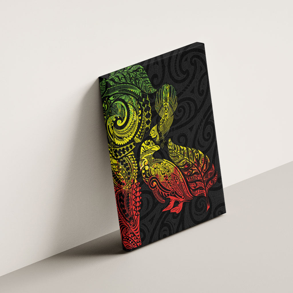 Aotearoa Moko Tribal Tattoo Canvas Wall Art New Zealand Maori Penguin and Fantail Reggae Style