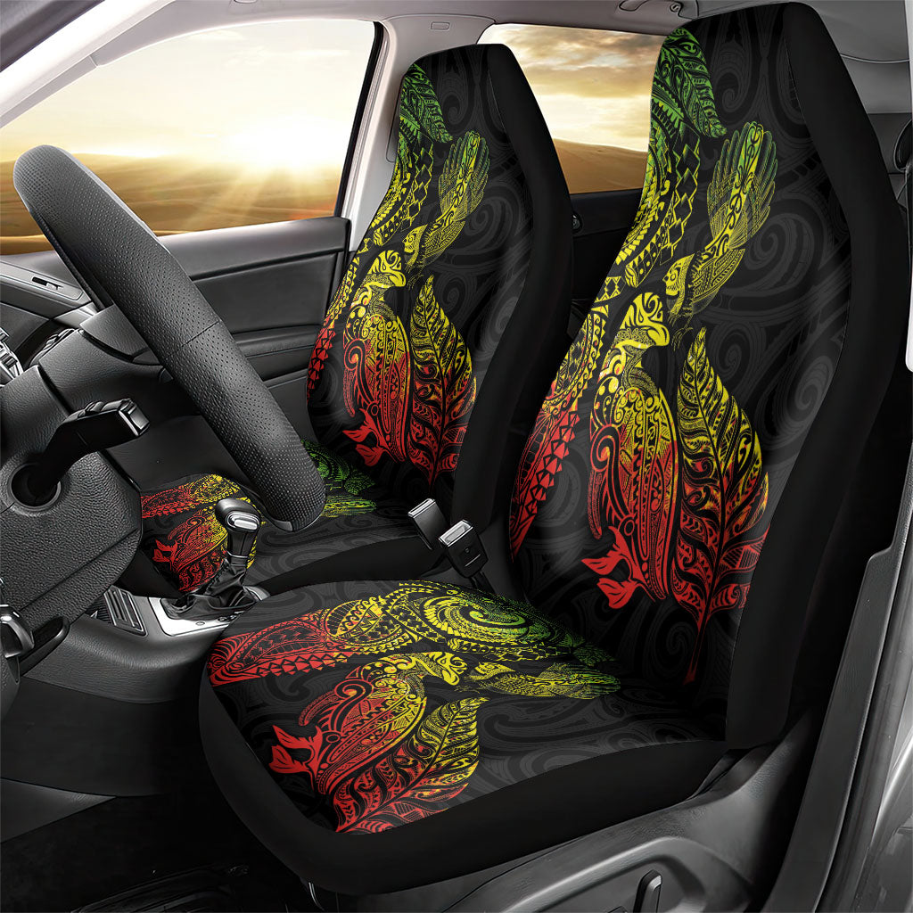 Aotearoa Moko Tribal Tattoo Car Seat Cover New Zealand Maori Penguin and Fantail Reggae Style