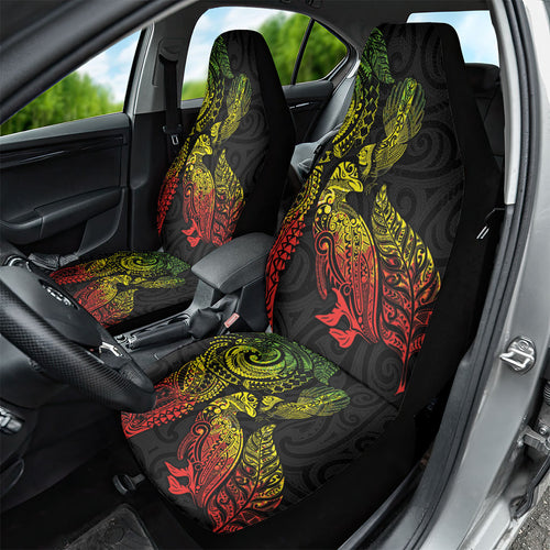 Aotearoa Moko Tribal Tattoo Car Seat Cover New Zealand Maori Penguin and Fantail Reggae Style