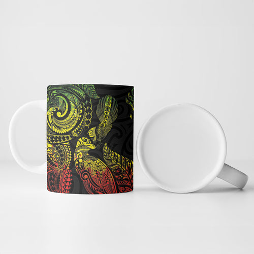 Aotearoa Moko Tribal Tattoo Ceramic Mug New Zealand Maori Penguin and Fantail Reggae Style