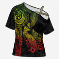 Aotearoa Moko Tribal Tattoo Cross Shoulder Shirt New Zealand Maori Penguin and Fantail Reggae Style