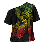 Aotearoa Moko Tribal Tattoo Cross Shoulder Shirt New Zealand Maori Penguin and Fantail Reggae Style