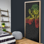 Aotearoa Moko Tribal Tattoo Door Cover New Zealand Maori Penguin and Fantail Reggae Style