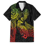 Aotearoa Moko Tribal Tattoo Family Matching Off Shoulder Maxi Dress and Hawaiian Shirt New Zealand Maori Penguin and Fantail Reggae Style