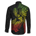 Aotearoa Moko Tribal Tattoo Family Matching Off Shoulder Short Dress and Hawaiian Shirt New Zealand Maori Penguin and Fantail Reggae Style