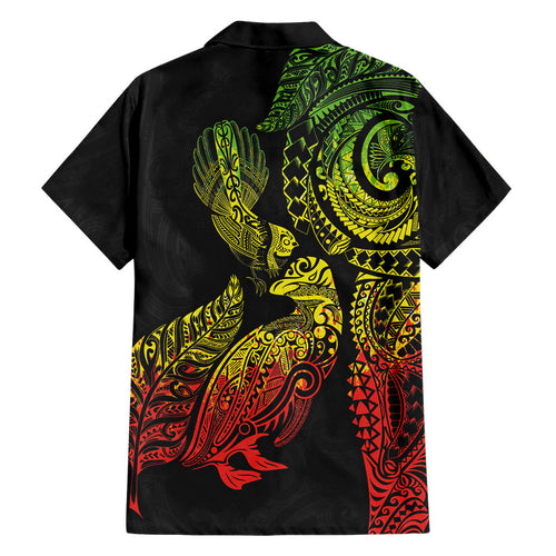 Aotearoa Moko Tribal Tattoo Family Matching Summer Maxi Dress and Hawaiian Shirt New Zealand Maori Penguin and Fantail Reggae Style