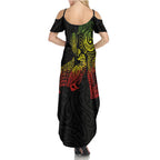 Aotearoa Moko Tribal Tattoo Family Matching Summer Maxi Dress and Hawaiian Shirt New Zealand Maori Penguin and Fantail Reggae Style