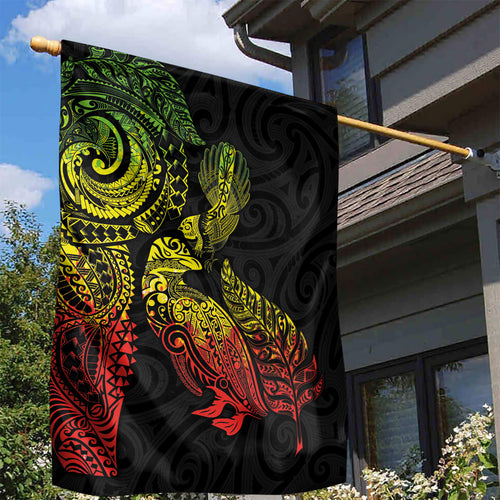 Aotearoa Moko Tribal Tattoo Garden Flag New Zealand Maori Penguin and Fantail Reggae Style