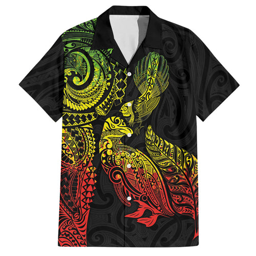 Aotearoa Moko Tribal Tattoo Hawaiian Shirt New Zealand Maori Penguin and Fantail Reggae Style