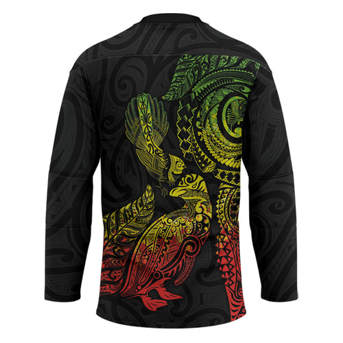 Aotearoa Moko Tribal Tattoo Hockey Jersey New Zealand Maori Penguin and Fantail Reggae Style