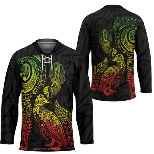 Aotearoa Moko Tribal Tattoo Hockey Jersey New Zealand Maori Penguin and Fantail Reggae Style