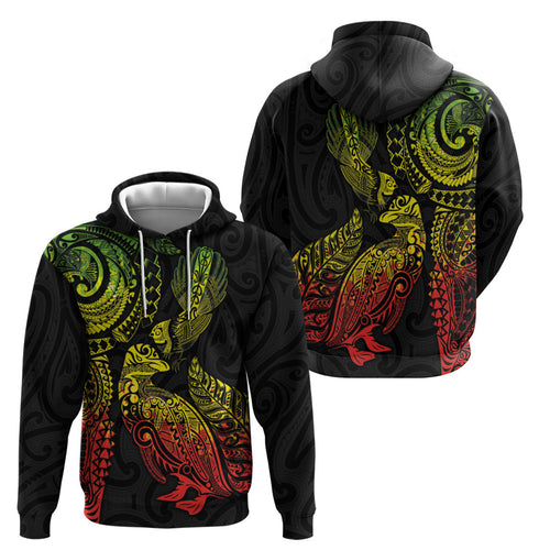 Aotearoa Moko Tribal Tattoo Hoodie New Zealand Maori Penguin and Fantail Reggae Style