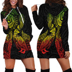 Aotearoa Moko Tribal Tattoo Hoodie Dress New Zealand Maori Penguin and Fantail Reggae Style