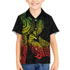 Aotearoa Moko Tribal Tattoo Kid Hawaiian Shirt New Zealand Maori Penguin and Fantail Reggae Style