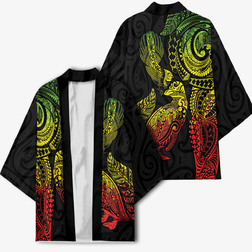 Aotearoa Moko Tribal Tattoo Kimono New Zealand Maori Penguin and Fantail Reggae Style