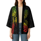 Aotearoa Moko Tribal Tattoo Kimono New Zealand Maori Penguin and Fantail Reggae Style