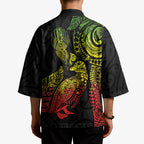 Aotearoa Moko Tribal Tattoo Kimono New Zealand Maori Penguin and Fantail Reggae Style