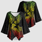 Aotearoa Moko Tribal Tattoo Kimono Sleeve Blouse New Zealand Maori Penguin and Fantail Reggae Style