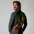 Aotearoa Moko Tribal Tattoo Long Sleeve Polo Shirt New Zealand Maori Penguin and Fantail Reggae Style