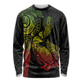 Aotearoa Moko Tribal Tattoo Long Sleeve Shirt New Zealand Maori Penguin and Fantail Reggae Style