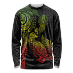Aotearoa Moko Tribal Tattoo Long Sleeve Shirt New Zealand Maori Penguin and Fantail Reggae Style