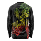 Aotearoa Moko Tribal Tattoo Long Sleeve Shirt New Zealand Maori Penguin and Fantail Reggae Style
