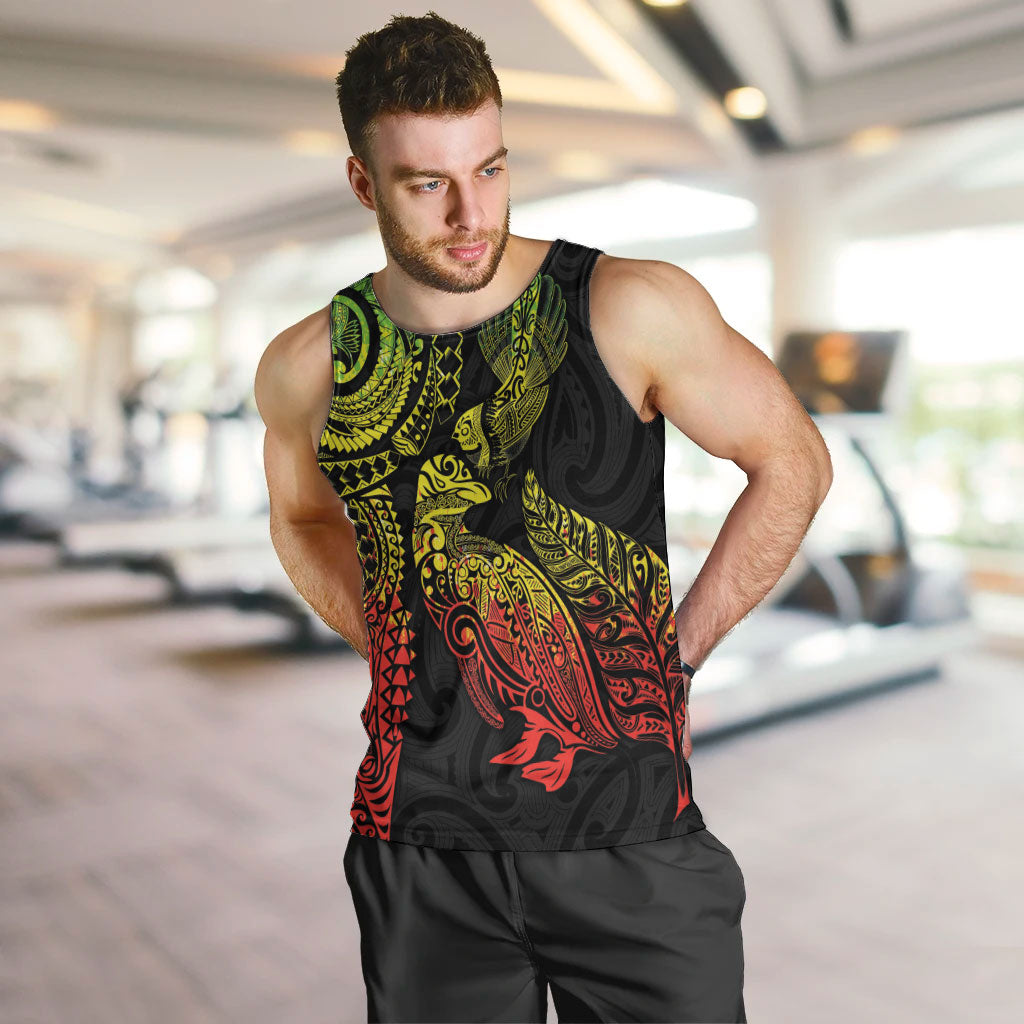 Aotearoa Moko Tribal Tattoo Men Tank Top New Zealand Maori Penguin and Fantail Reggae Style