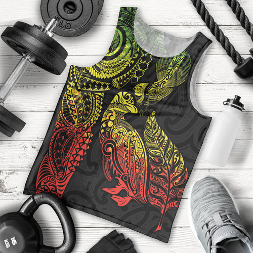 Aotearoa Moko Tribal Tattoo Men Tank Top New Zealand Maori Penguin and Fantail Reggae Style
