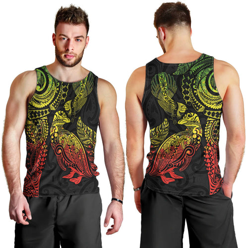 Aotearoa Moko Tribal Tattoo Men Tank Top New Zealand Maori Penguin and Fantail Reggae Style