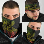 Aotearoa Moko Tribal Tattoo Neck Gaiter New Zealand Maori Penguin and Fantail Reggae Style