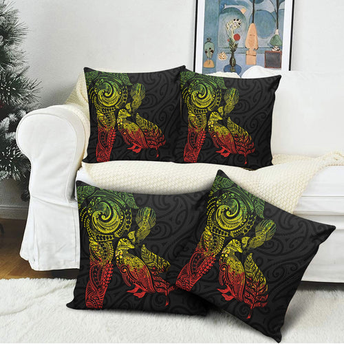 Aotearoa Moko Tribal Tattoo Pillow Cover New Zealand Maori Penguin and Fantail Reggae Style