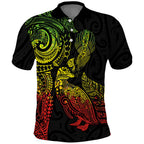Aotearoa Moko Tribal Tattoo Polo Shirt New Zealand Maori Penguin and Fantail Reggae Style