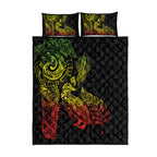 Aotearoa Moko Tribal Tattoo Quilt Bed Set New Zealand Maori Penguin and Fantail Reggae Style