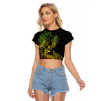 Aotearoa Moko Tribal Tattoo Raglan Cropped T Shirt New Zealand Maori Penguin and Fantail Reggae Style